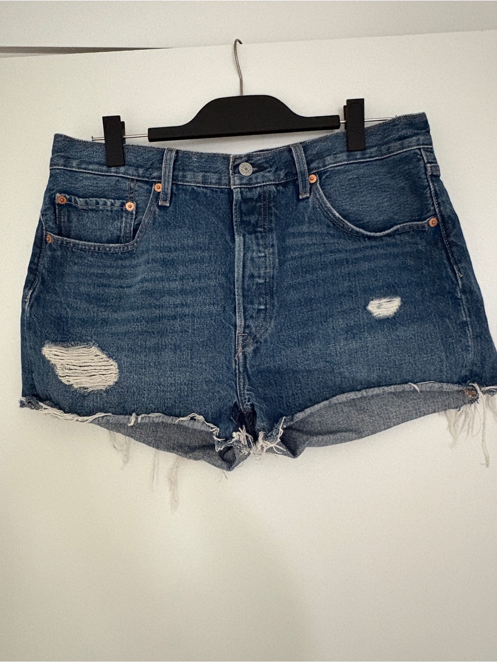 Levi's Indigo Distressed Denim Cutoff Shorts